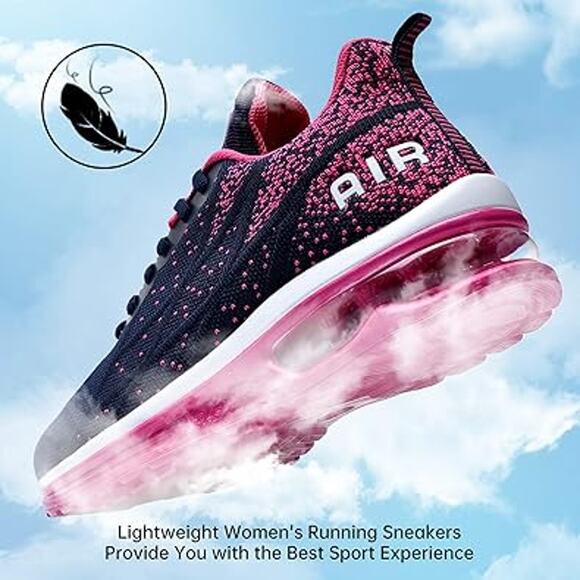 Mehoto Womens Size 9 Navy Pink Lace Up Air Cushioned Athletic Running Shoes - Picture 5 of 7